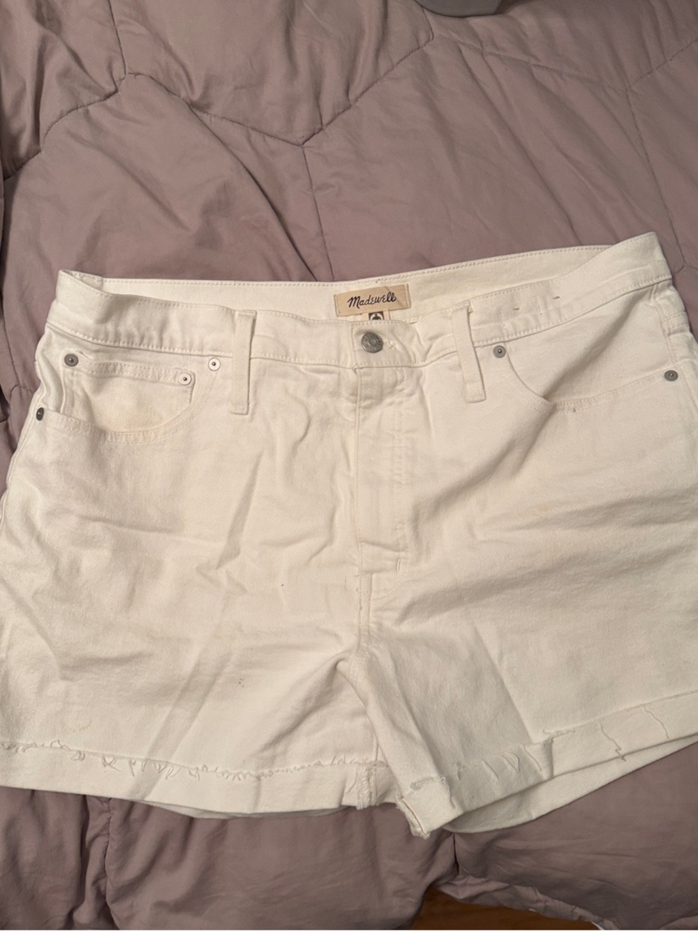 Madewell White Denim High-Rise Cutoff Shorts